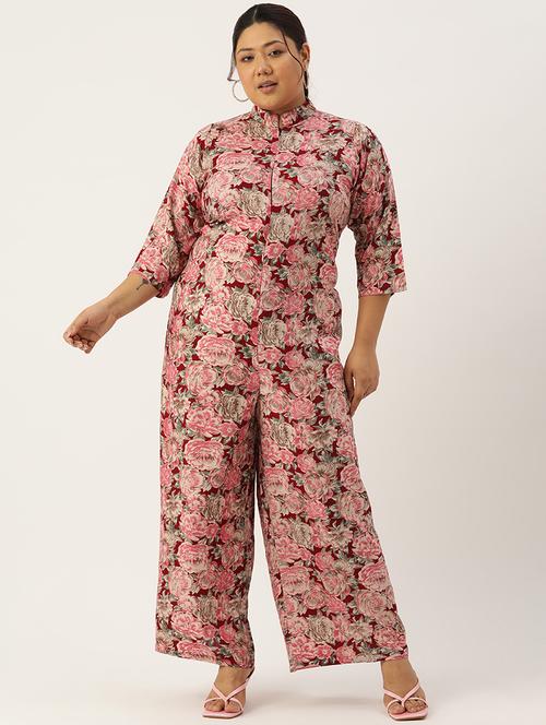 women mandarin neck printed full leg jumpsuit - 21497136 - Very Small Image - 1