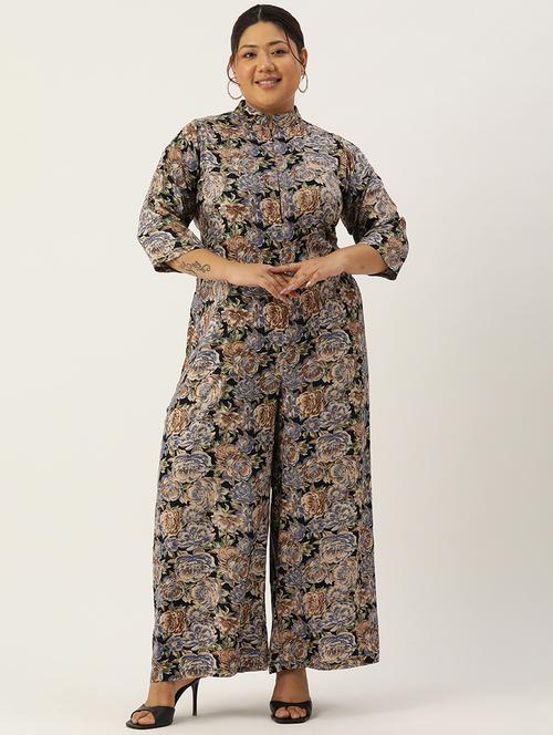 women mandarin neck printed full leg jumpsuit - 21497140 - Very Small Image - 1