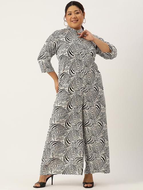 women mandarin neck printed full leg jumpsuit - 21497148 - Very Small Image - 1