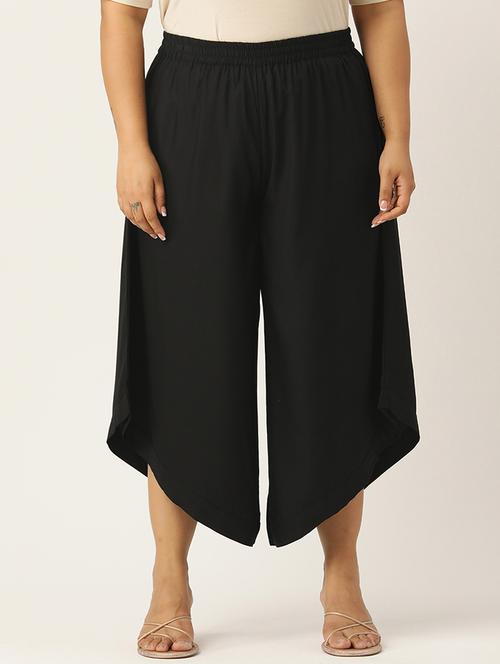 women high rise solid culottes trouser - 21497152 - Very Small Image - 1