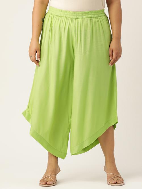 women high rise solid culottes trouser - 21497162 - Very Small Image - 1