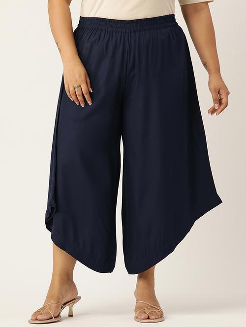 women high rise solid culottes trouser - 21497167 - Very Small Image - 1