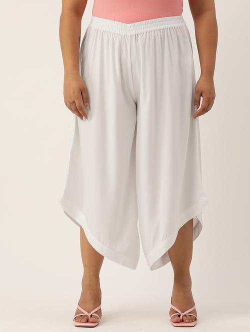 women high rise solid culottes trouser - 21497175 - Very Small Image - 1