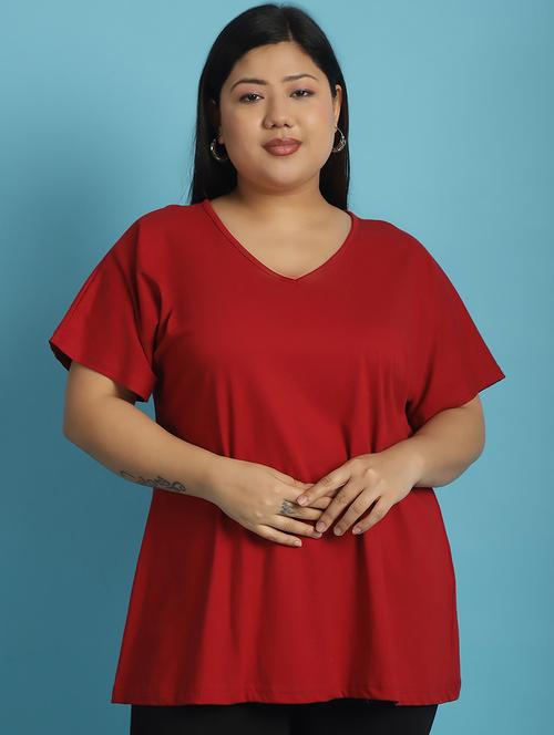 women v-neck solid regular t-shirt - 21497335 - Very Small Image - 1