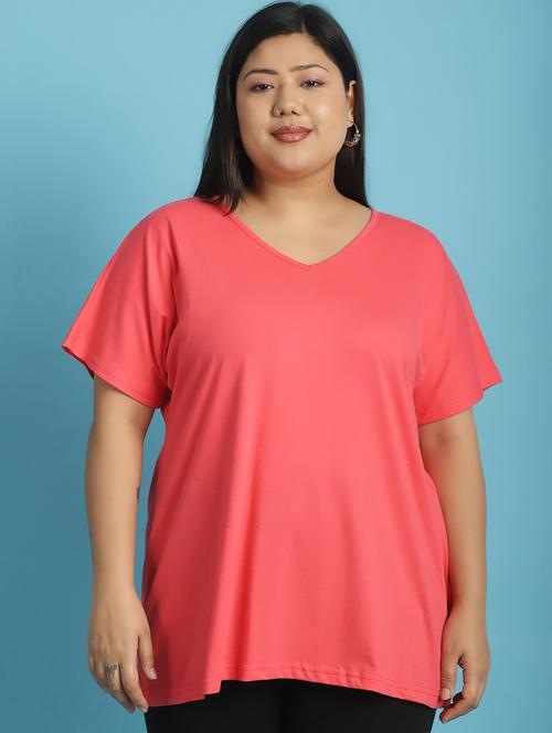 women v-neck solid regular t-shirt - 21497338 - Very Small Image - 1