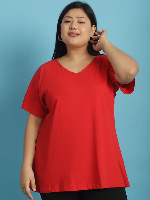 women v-neck solid regular t-shirt - 21497339 - Very Small Image - 1