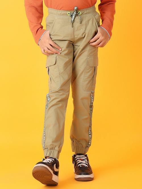 boys olive cotton cargo trouser - 21497452 - Very Small Image - 1