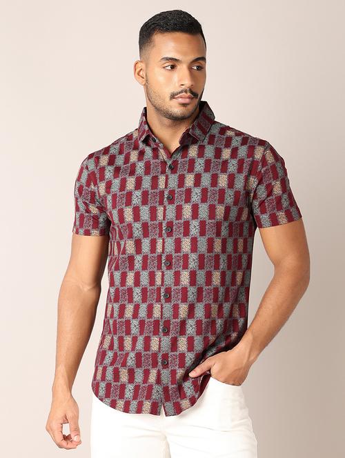 men printed collared short sleeves shirt - 21497577 - Very Small Image - 1