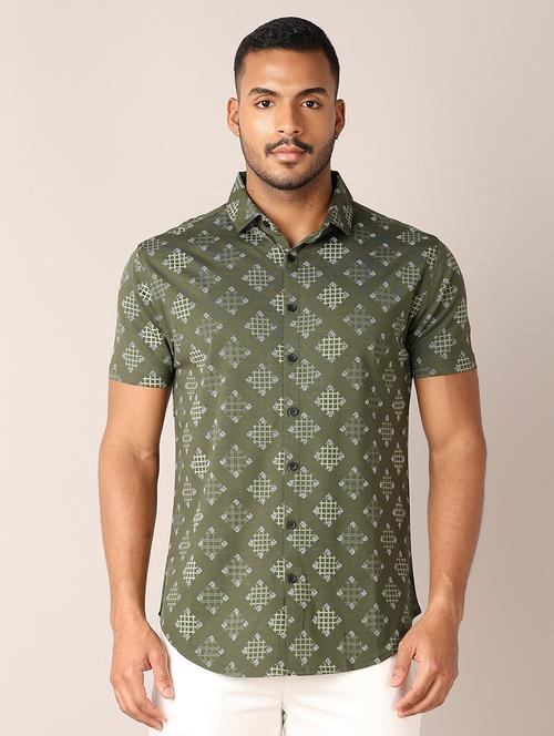 men printed collared short sleeves shirt - 21497578 - Very Small Image - 1