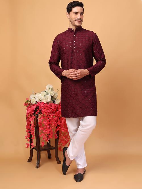 men embroidered kurta pyjama ethnic wear set - 21498034 - Very Small Image - 1