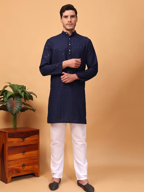 men embroidered kurta pyjama ethnic wear set - 21498040 - Very Small Image - 1