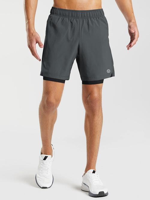 men mid rise solid active wear shorts - 21498218 - Very Small Image - 1