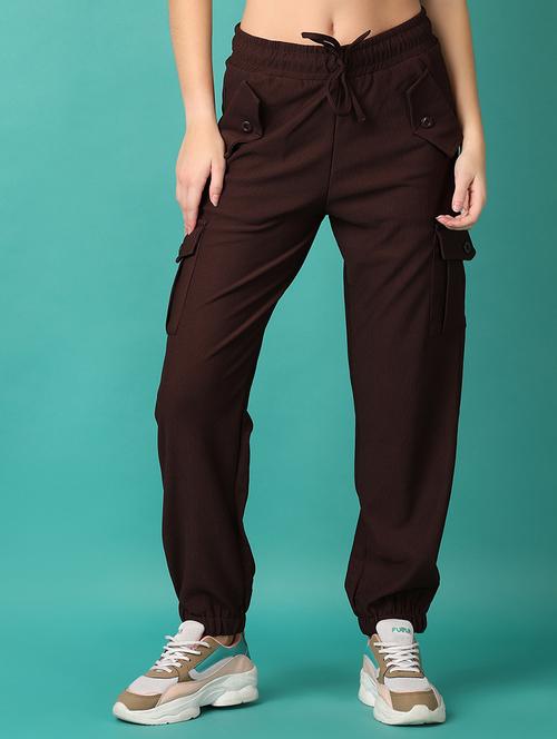 women solid mid rise cargo - 21498651 - Very Small Image - 1