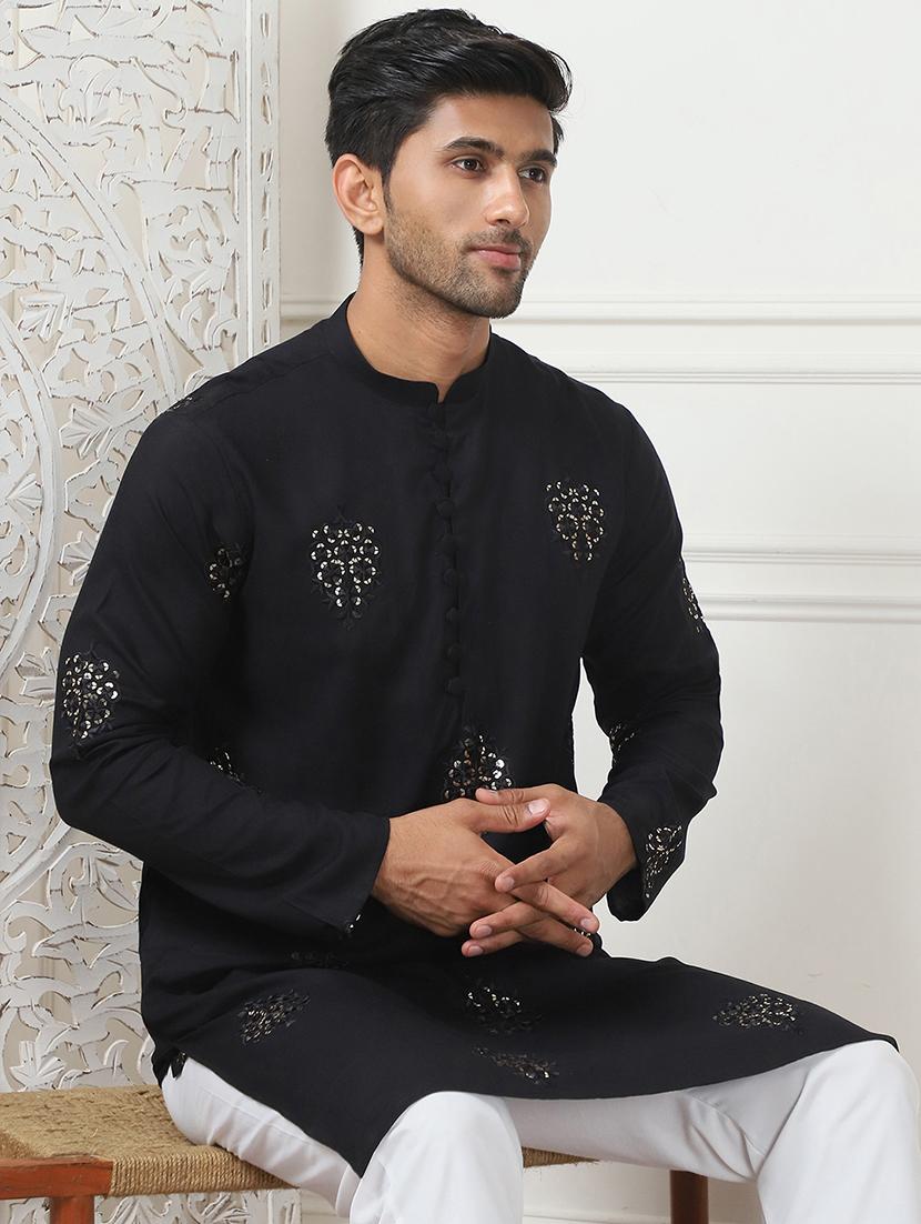 men embroidered kurta pyjama ethnic wear set - 21498965 - Standard Image - 4