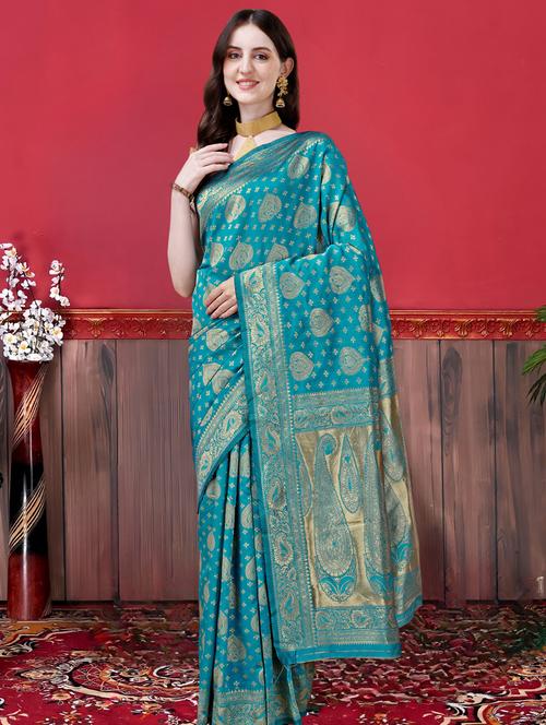 women self design banarasi saree with blouse - 21499802 - Very Small Image - 1