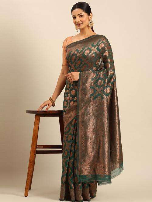 women self design banarasi saree with blouse - 21499998 - Very Small Image - 1