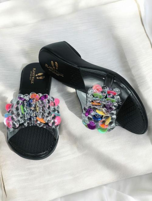 black synthetic slip on sandals - 21500457 - Very Small Image - 1