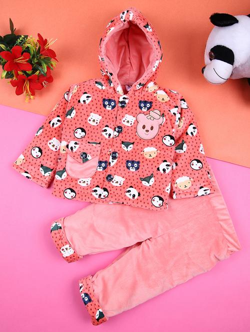 girls printed winterwear full length set - 21500906 - Very Small Image - 1