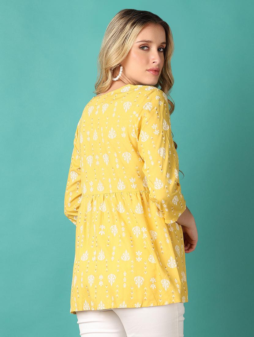 women three quarter sleeve flared kurti - 21500951 - Standard Image - 2