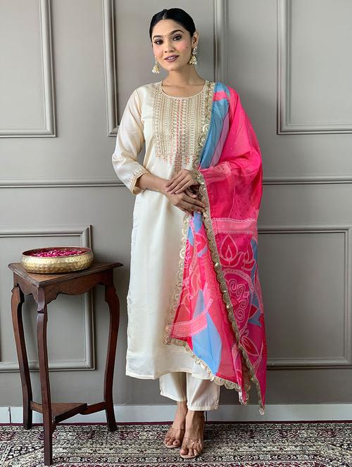 women off white kurta pant set with dupatta - 21501541 - Very Small Image - 1