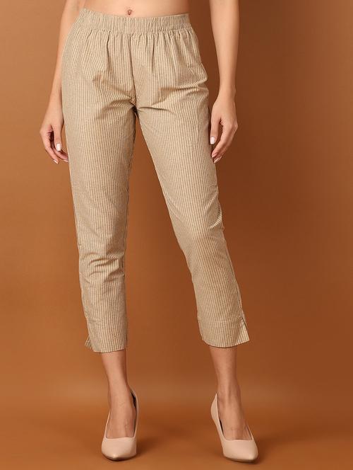 women beige stripes tailored pants - 21501770 - Very Small Image - 1