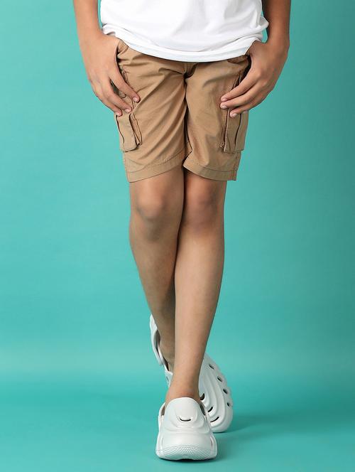 boys solid mid rise shorts with drawstring - 21501898 - Very Small Image - 1
