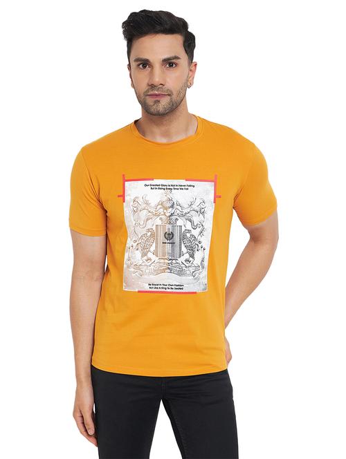 men round neck front print t-shirt - 21502551 - Very Small Image - 1