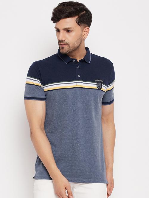 men polo neck color block t-shirt - 21502626 - Very Small Image - 1