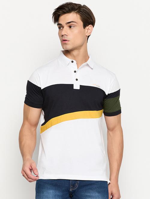 men polo neck color block t-shirt - 21502629 - Very Small Image - 1