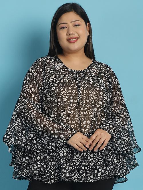 black floral printed regular top - 21502775 - Very Small Image - 1