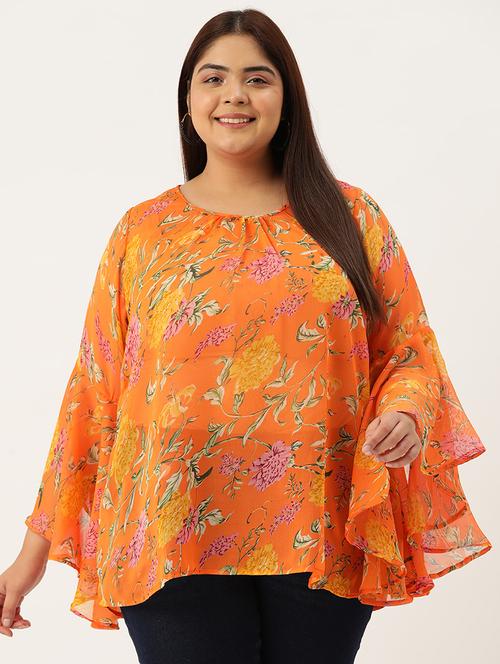 orange printed regular top - 21502785 - Very Small Image - 1