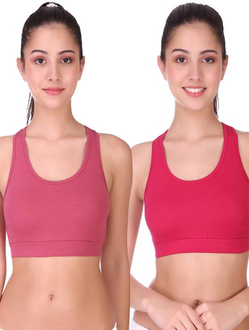 women solid full coverage sports bra combo - 21502847 - Very Small Image - 1