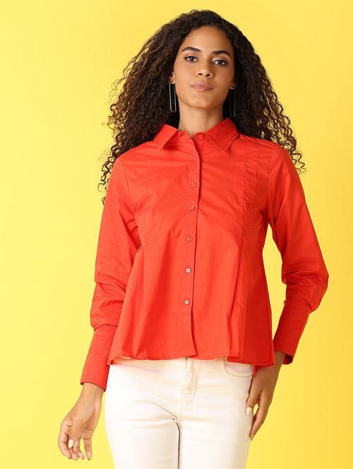 women orange solid boxy shirt - 21503257 - Very Small Image - 1