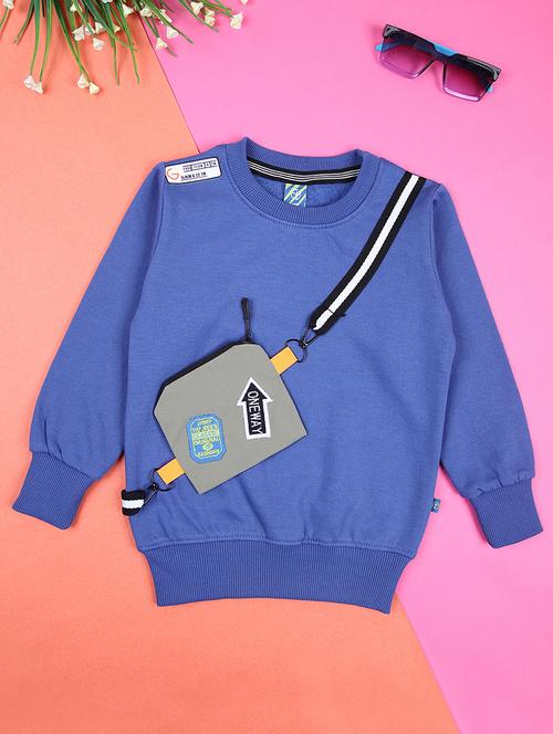 boys blue cotton front print sweatshirt - 21503394 - Very Small Image - 1
