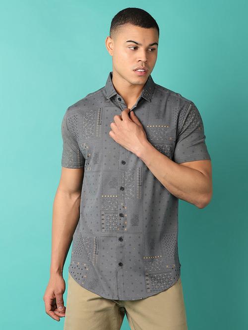 men short sleeves printed casual shirt - 21503478 - Very Small Image - 1