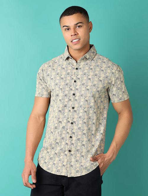 men short sleeves printed casual shirt - 21503479 - Very Small Image - 1
