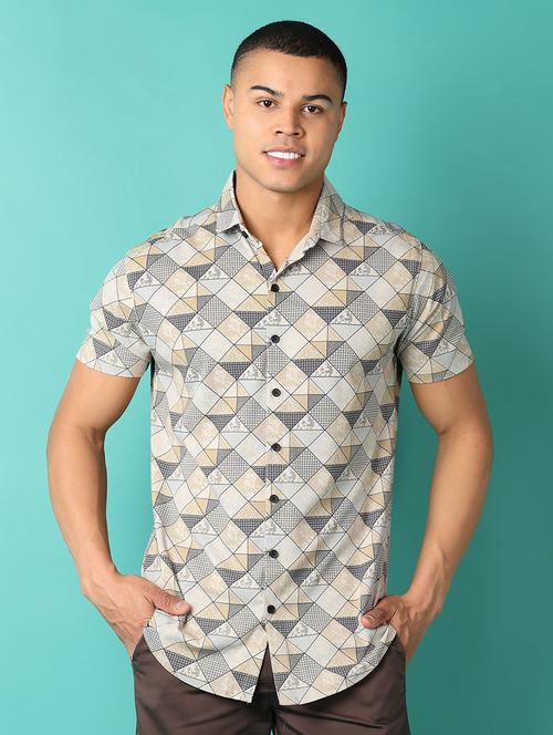 men short sleeves printed casual shirt - 21503480 - Very Small Image - 1
