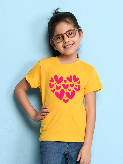 girls round neck front print t-shirt - 21503935 - Very Small Image - 1