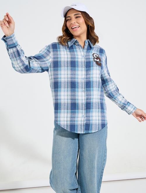 women blue polyester regular shirt - 21503966 - Very Small Image - 1