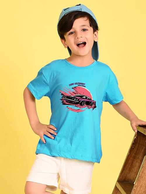 boys front print round neck t-shirt - 21504242 - Very Small Image - 1