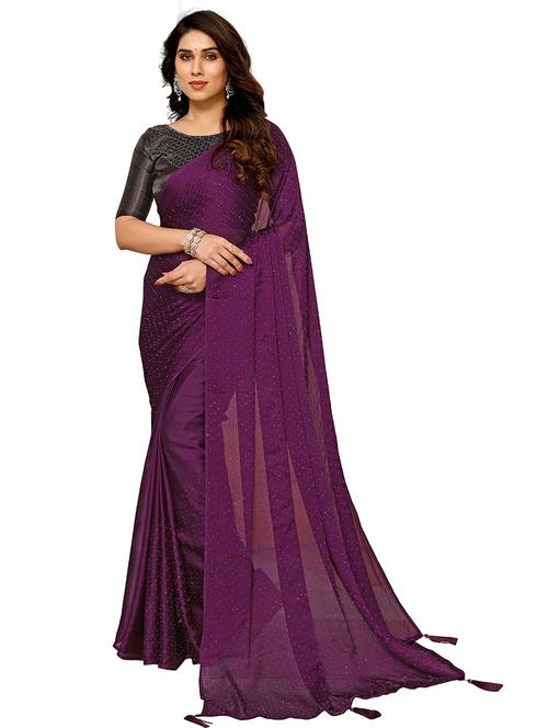 purple self-designed saree - 21504883 - Very Small Image - 1