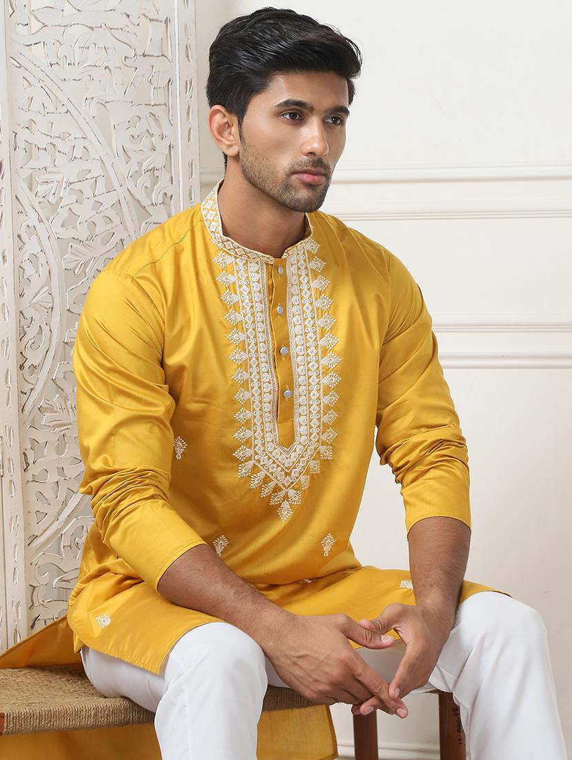men embroidered kurta pyjama ethnic wear set - 21505382 - Standard Image - 4