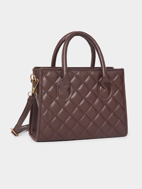 women brown solid handbag - 21505970 - Very Small Image - 1