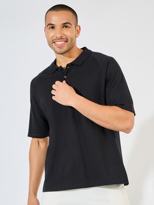 men black solid polo t-shirt - 21506041 - Very Small Image - 1