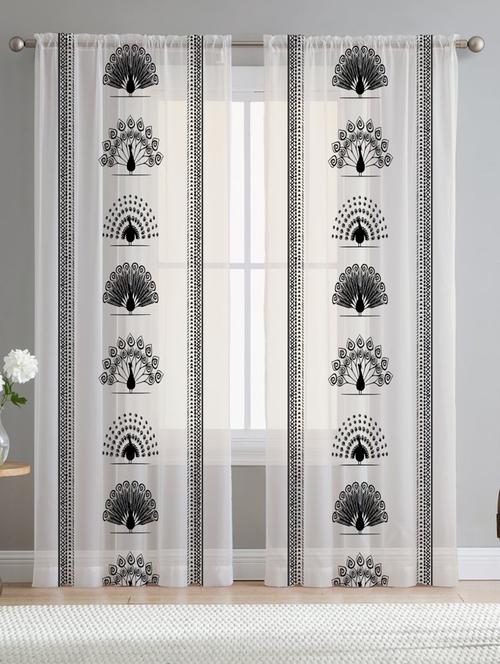 white printed curtains - 21506221 - Very Small Image - 1