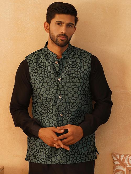 men mandarin neck self design nehru jacket - 21506976 - Very Small Image - 1