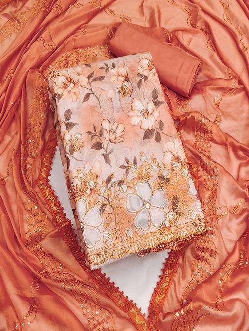 women orange salwar suit unstitched suit - 21507296 - Very Small Image - 1