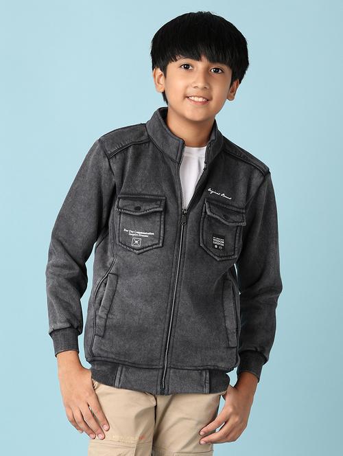 boys solid long sleeve zipper sweatshirt - 21509001 - Very Small Image - 1