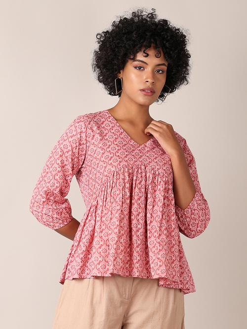 women printed three quarter sleeves flared top - 21509036 - Very Small Image - 1