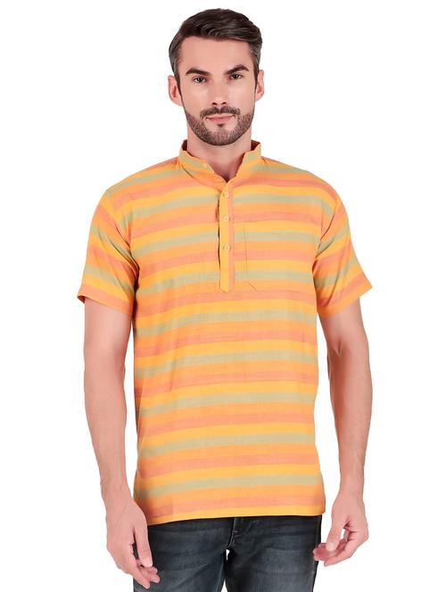 men striped short sleeves short kurta - 21509466 - Very Small Image - 1